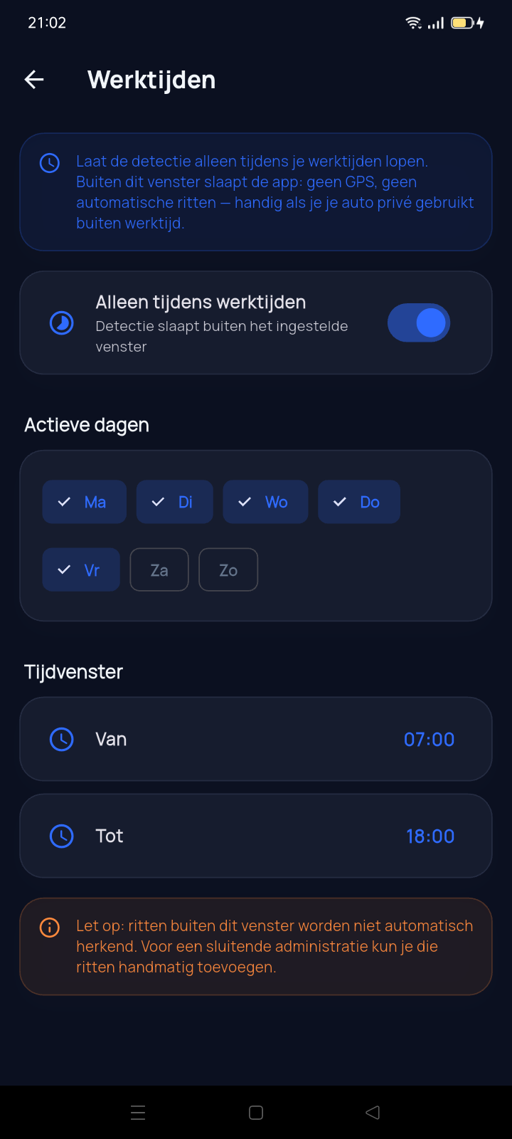 Alleen tijdens werktijden
